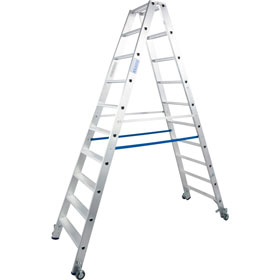 Leitern Stufen - DoppelLeitern Krause Stufen - DoppelLeiter,  fahrbar (Alu),  Arbeitshhe 4, 1 m, 