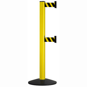 Gurtpfosten Safety Double Belt Aluminiumpfosten: gelb, Gurt:  gelb / schwarz