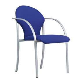 Konferenz - und Besucherstuhl 4 - Bein - Stuhl, Gestell in Alusilber,  Sitzpolster blau, 