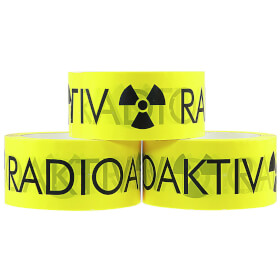 Selbstklebendes PVC - Packband RADIOAKTIV, Farbe des Packbands: gelb