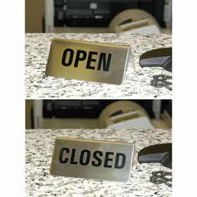 Tischaufsteller Graphic Line Text: Open / Closed