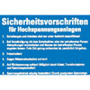 Sicherheitsaushang Sicherheitsvorschriften f�r Hochspannungsanlagen
