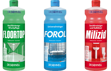 Präsentation der drei Topseller von Dr. Schnell Floortop, Forol und Milizid