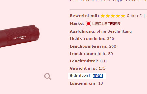 Beispiel Schutzartnummer