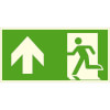 Fluchtwegschild - langnachleuchtend Notausgang links,  aufwärts bzw. geradeaus (Kombischild)