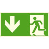 Fluchtwegschild - langnachleuchtend Notausgang links,  abwärts (Kombischild)
