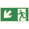 Fluchtwegschild - langnachleuchtend Notausgang links,  schräg abwärts (Kombischild)