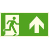 Fluchtwegschild - langnachleuchtend Notausgang rechts,  aufwärts bzw.geradeaus (Kombischild)