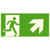 Fluchtwegschild - langnachleuchtend Notausgang rechts,  schräg aufwärts (Kombischild)