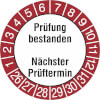 Prüfplaketten Prüfung bestanden / Nächster Prüftermin weiß / rot / schwarz