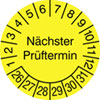 Prüfplaketten - Nächster Prüftermin gelb / schwarz