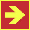 Brandschutzschild PLUS - tagesfluoreszierend / langnachleuchtend Richtungsangabe rechts / links