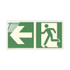 Fluchtwegschild Glas Serie - langnachleuchtend Notausgang links mit Zusatzzeichen:  Richtungsangabe links