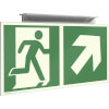 Fahnenschild Fluchtwege langnachleuchtend Notausgang links / rechts aufwärts mit Zusatzzeichen