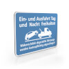 Hinweisschild für Gewerbe und Privat Ein - und Ausfahrt Tag und Nach freihalten -  Blau