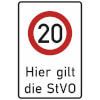 Verkehrsschild / Betriebs -  und Privatkennzeichnung Zeichen:  Zulässige Höchstgeschwindigkeit 20 km / h