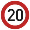 Verkehrsschild nach StVO / Typ 1,  Nr. 274 - 52 Zulässige Höchstgeschwindigkeit 20 km / h
