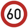 Verkehrsschild Zulässige Höchstgeschwindigkeit 60 km / h VZ: 274 - 60