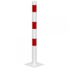 Stahl - Absperrpfosten rot / weiß mit Reflexstreifen zum Aufschrauben mit Bodenplatte