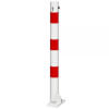 Stahl - Absperrpfosten rot / weiß mit Reflexstreifen umlegbar auf Bodenplatte