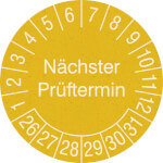 Prüfplakette aus Graspapier Nächster Prüftermin in Jahresfarbe