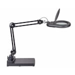 Maul Viso LED Lupenleuchte mit Standfuß, 3 Dioptrien-Linsen und Schutzklappe