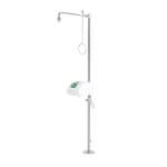 B-Safety PremiumLine Körper-Notdusche aus Edelstahl zur Bodenmontage mit Augen-/Gesichtsdusche, Becken und Abdeckung