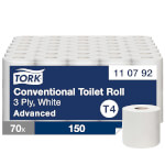 Tork 110792 weiches Kleinrollen Toilettenpapier Advanced 3-lagig für Spendersystem T4