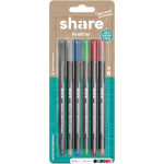 share Fineliner Set versch. Farben Gehäuse aus 85% rachwachsendem Material, Verpackung aus Recyclingmaterial