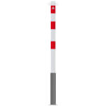 Schake Absperrpfosten Typ 460HB/2 weiß mit roten Reflexstreifen, 2 Ösen herausnehmbar mit Bodenhülse