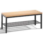 C+P Freistehende Sitzbank Basic mit Schuhrost Gestell mit 4 Füßen aus stabilem Vierkant-Stahlrohr 30 x 30 mm