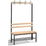 C+P Garderobenbank einseitig Basic mit Schuhrost Gestell mit 4 Füßen aus stabilem Vierkant-Stahlrohr 30 x 30 mm