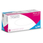 Bingold Einweghandschuhe Nitril 35 violettblau puderfrei, lebensmittelecht mit texturierter Fingerkuppe