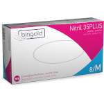 Bingold Einweghandschuhe Nitril 35 Plus violettblau puderfrei, lebensmittelecht mit texturierter Fingerkuppe