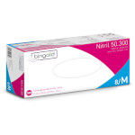 Bingold Einweghandschuhe Nitril 50 300 blau puderfrei, lebensmittelecht mit extra langen Stulpen