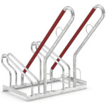 WSM Fahrradständer mit Anlehnbügel 2502 2 Einstellplätze mit einseitiger Radeinstellung und Anschlagschutz rot