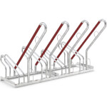 WSM Fahrradständer mit Anlehnbügel 2504 4 Einstellplätze mit einseitiger Radeinstellung und Anschlagschutz rot