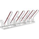 WSM Fahrradständer mit Anlehnbügel 2506 6 Einstellplätze mit einseitiger Radeinstellung und Anschlagschutz rot