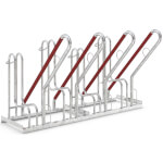 WSM Fahrradständer mit Anlehnbügel 4504 4 Einstellplätze mit einseitiger Radeinstellung und Anschlagschutz rot