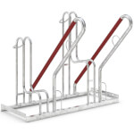 WSM Fahrradständer mit Anlehnbügel 4502 XBF 2 Einstellplätze mit einseitiger Radeinstellung und Anschlagschutz rot