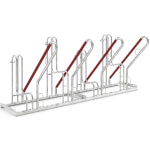WSM Fahrradständer mit Anlehnbügel 4504 XBF 4 Einstellplätze mit einseitiger Radeinstellung und Anschlagschutz rot