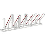 WSM Fahrradständer mit Anlehnbügel 4506 XBF 6 Einstellplätze mit einseitiger Radeinstellung und Anschlagschutz rot