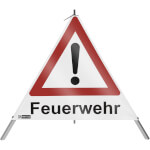SafetyMarking Warnpyramide mit Symbol Ausrufezeichen Faltsignal mit Text: Feuerwehr