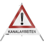SafetyMarking Warnpyramide mit Symbol Ausrufezeichen Faltsignal mit Text: KANALARBEITEN