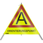 SafetyMarking Warnpyramide mit Symbol A Faltsignal mit Text: ORIENTIERUNGSPUNKT