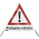 SafetyMarking Warnpyramide mit Symbol Ausrufezeichen Faltsignal mit Text: Polizeikontrolle