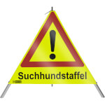 SafetyMarking Warnpyramide mit Symbol Ausrufezeichen Faltsignal mit Text: Suchhmitestaffel