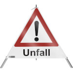 SafetyMarking Warnpyramide mit Symbol Ausrufezeichen Faltsignal mit Text: Unfall