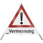 SafetyMarking Warnpyramide mit Symbol Ausrufezeichen Faltsignal mit Text: Vermessung