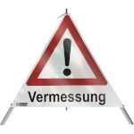 SafetyMarking Warnpyramide mit Symbol Ausrufezeichen Faltsignal mit Text: Vermessung